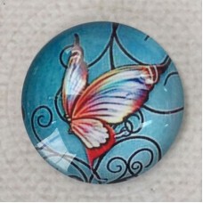 25mm Art Glass Backed Cabochons - Beautiful Butterflies 6 - Each
