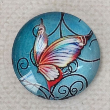 25mm Art Glass Backed Cabochons - Beautiful Butterflies 6 - Each