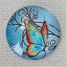 25mm Art Glass Backed Cabochons - Beautiful Butterflies 7 - Each