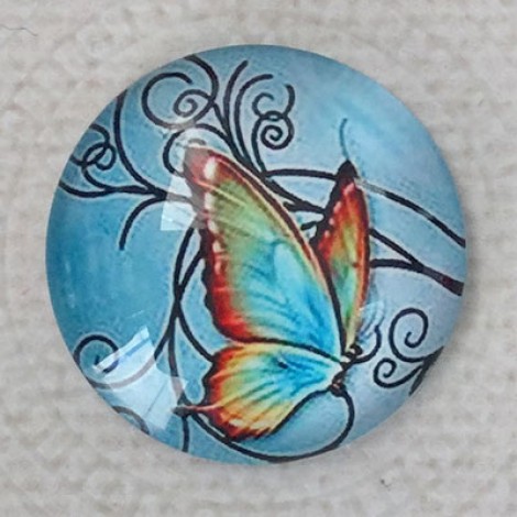 25mm Art Glass Backed Cabochons - Beautiful Butterflies 7 - Each