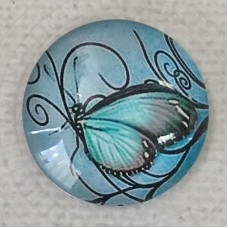 25mm Art Glass Backed Cabochons - Beautiful Butterflies 9 - Each