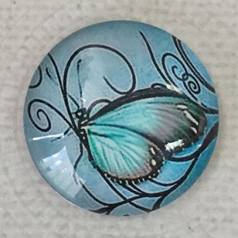 25mm Art Glass Backed Cabochons - Beautiful Butterflies 9 - Each 25mm Art Glass Backed Cabochons - Beautiful Butterflies 9 - Each