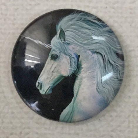 30mm Art Glass Backed Cabochons - Unicorn - each 30mm Art Glass Backed Cabochons - Unicorn - each
