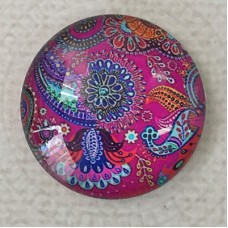 25mm Art Glass Backed Cabochons - Bollywood Design 1 - Each