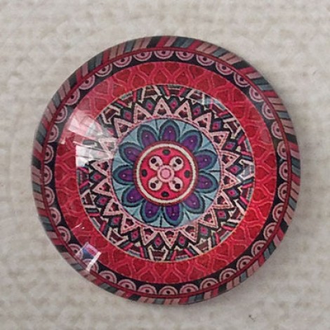 25mm Art Glass Backed Cabochons - Bollywood Design 2 - Each 25mm Art Glass Backed Cabochons - Bollywood Design 2 - Each