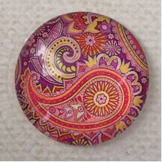 25mm Art Glass Backed Cabochons - Bollywood Design 3