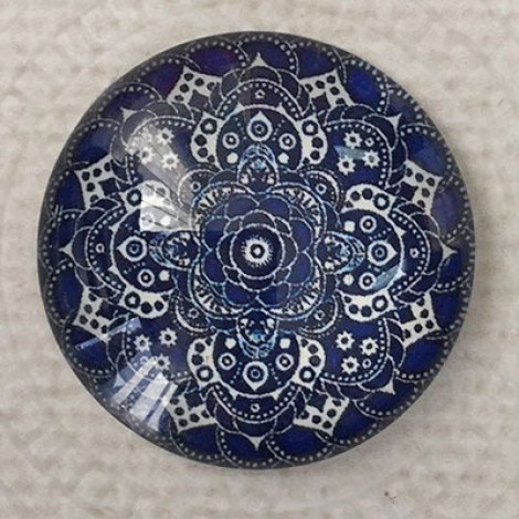 25mm Art Glass Backed Cabochons - Bollywood Design 5 - Each 25mm Art Glass Backed Cabochons - Bollywood Design 5 - Each