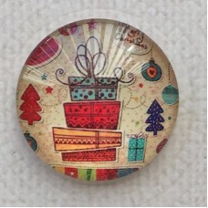 25mm Art Glass Backed Cabochons - Xmas Designs 10 - Each