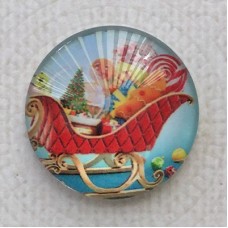 25mm Art Glass Backed Cabochons - Xmas Designs 11 - Each
