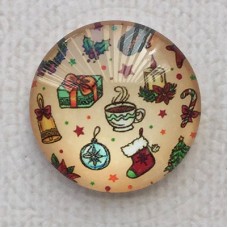 25mm Art Glass Backed Cabochons - Xmas Designs 12