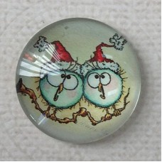 25mm Art Glass Backed Cabochons - Xmas Designs 6 - Each
