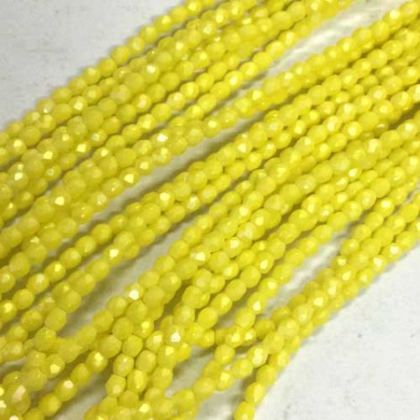 3mm Czech Firepolish Beads - Matte Luster Iris Custard - Pack of 50