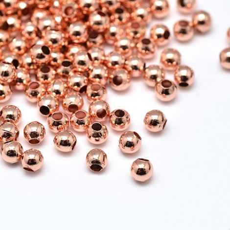 2mm Rose Gold Plated Brass Nickel & Lead Free Round Spacer Beads