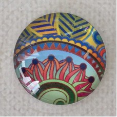 25mm Art Glass Backed Cabochons - Mod 60's Design 8 - Each
