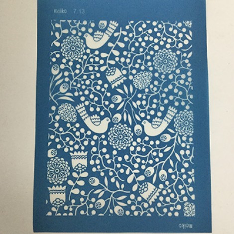 Moiko Silk Screen - 74x105mm - Design 7.13 - Doves + Flowers