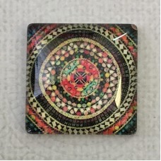 25mm Art Glass Backed Square Cabochons - Mosaic Design 11