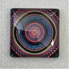 25mm Art Glass Backed Square Cabochons - Mosaic Design 9