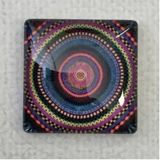 25mm Art Glass Backed Square Cabochons - Mosaic Design 9 - Each