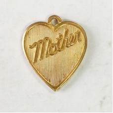 15mm Mother Heart Raw Brass Charm