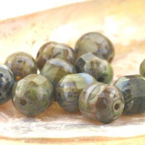 8mm Czech Multi-Cut Beads - Picasso Earthy Colour Mix - Pack of 20