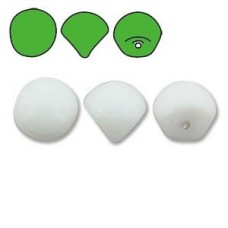 9x8mm Czech Mushroom Button Beads - White - Pack of 30