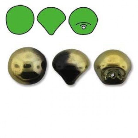 9x8mm Czech Mushroom Beads - Jet Amber - Pack of 10