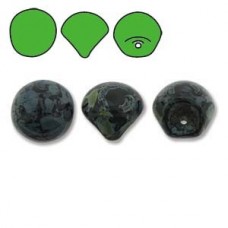 9x8mm Czech Mushroom Beads - Jet Picasso - Pack of 10
