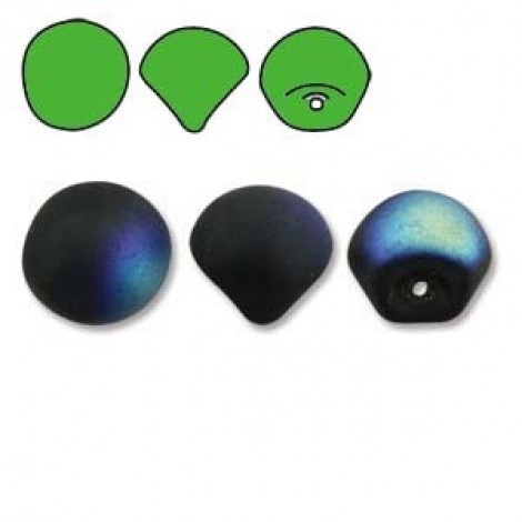 9x8mm Czech Mushroom Beads - Jet Matte AB - Pack of 10