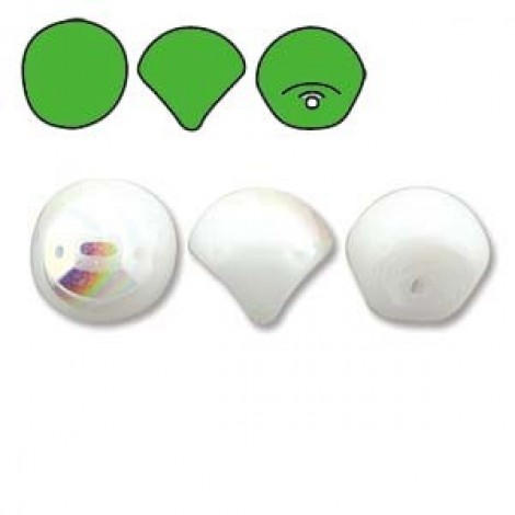 9x8mm Czech Mushroom Beads - White AB - Pack of 10