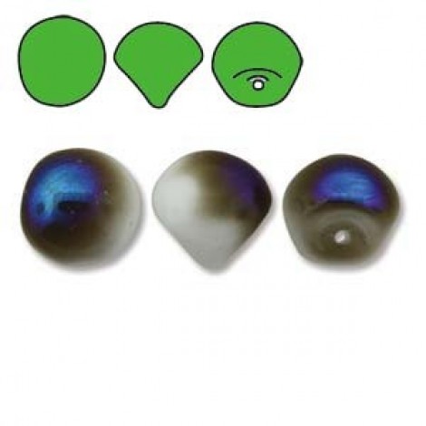 9x8mm Czech Mushroom Beads - White Azuro - Pack of 10 9x8mm Czech Mushroom Beads - White Azuro - Pack of 10