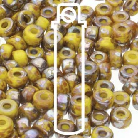 5x4mm Czech Matubo Seed Beads - Lemon Rembrandt - 20gm