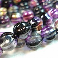 8mm Marea Purple/Jet Czech Melon Beads