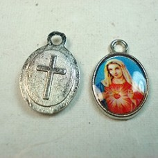 15x10mm Silver Plated Religious Charm - Mary