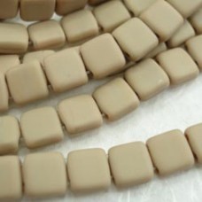 6mm Czech Czechmates 2-Hole Tile Beads - French Beige Matte - Pack of 20