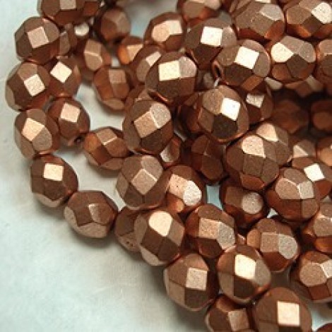 6mm Czech Firepolish Beads - Matte Metallic Copper - Pack of 20