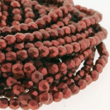 4mm Czech Firepolish Beads - Matte Metallic Dark Lava - Pack of 50