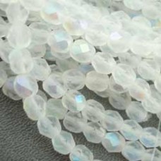 6mm Czech Firepolish Round Beads - Matte Crystal AB - Pack of 20