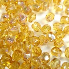 4mm Czech Firepolish Beads - Medium Topaz AB - Pack of 50