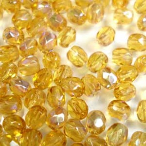4mm Czech Firepolish Beads - Medium Topaz AB - Pack of 50