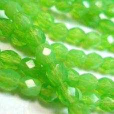 4mm Czech Firepolish Beads - Milky Dark Peridot - Bulk Pack of 600