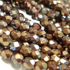 4mm Czech Firepolish Beads - Bronze/Hematite - Pack of 50