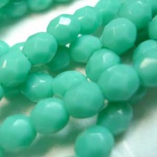 4mm Czech Firepolish Beads - Green Turquoise