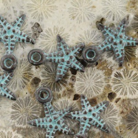 13x15mm Mykonos Greek Starfish Charm - Turq Patina