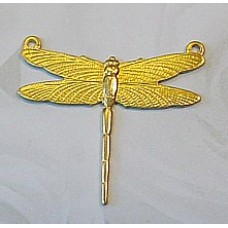 25x22mm Raw Pressed Brass Medium Dragonfly with 2 Connectors - Pack of 4