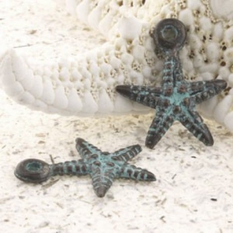 17x19mm Mykonos Greek Starfish Charm - Turq Patina