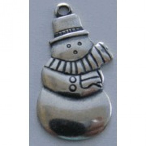 23mm Sterling Silver Plated Brass Snowman Charm
