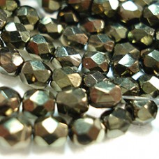 4mm Czech Firepolish Beads - Metallic Brown
