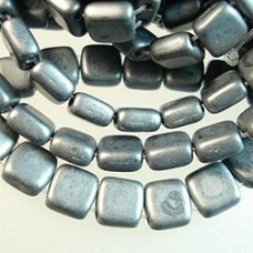 6mm CzechMates 2-Hole Tile Beads - Matte Hematite - Pack of 20