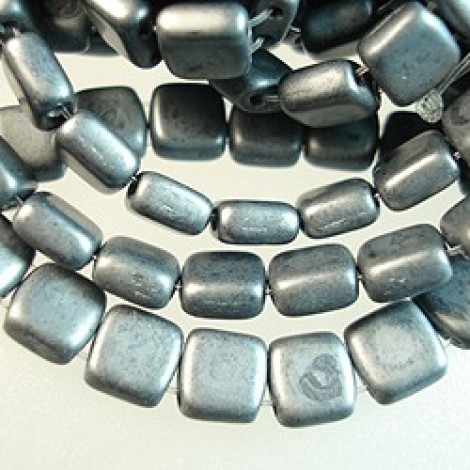 6mm CzechMates 2-Hole Tile Beads - Matte Hematite - Pack of 20 6mm CzechMates 2-Hole Tile Beads - Matte Hematite - Pack of 20