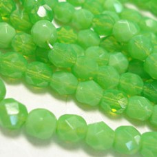 6mm Czech Firepolish Beads - Milky Dark Peridot - Pack of 20